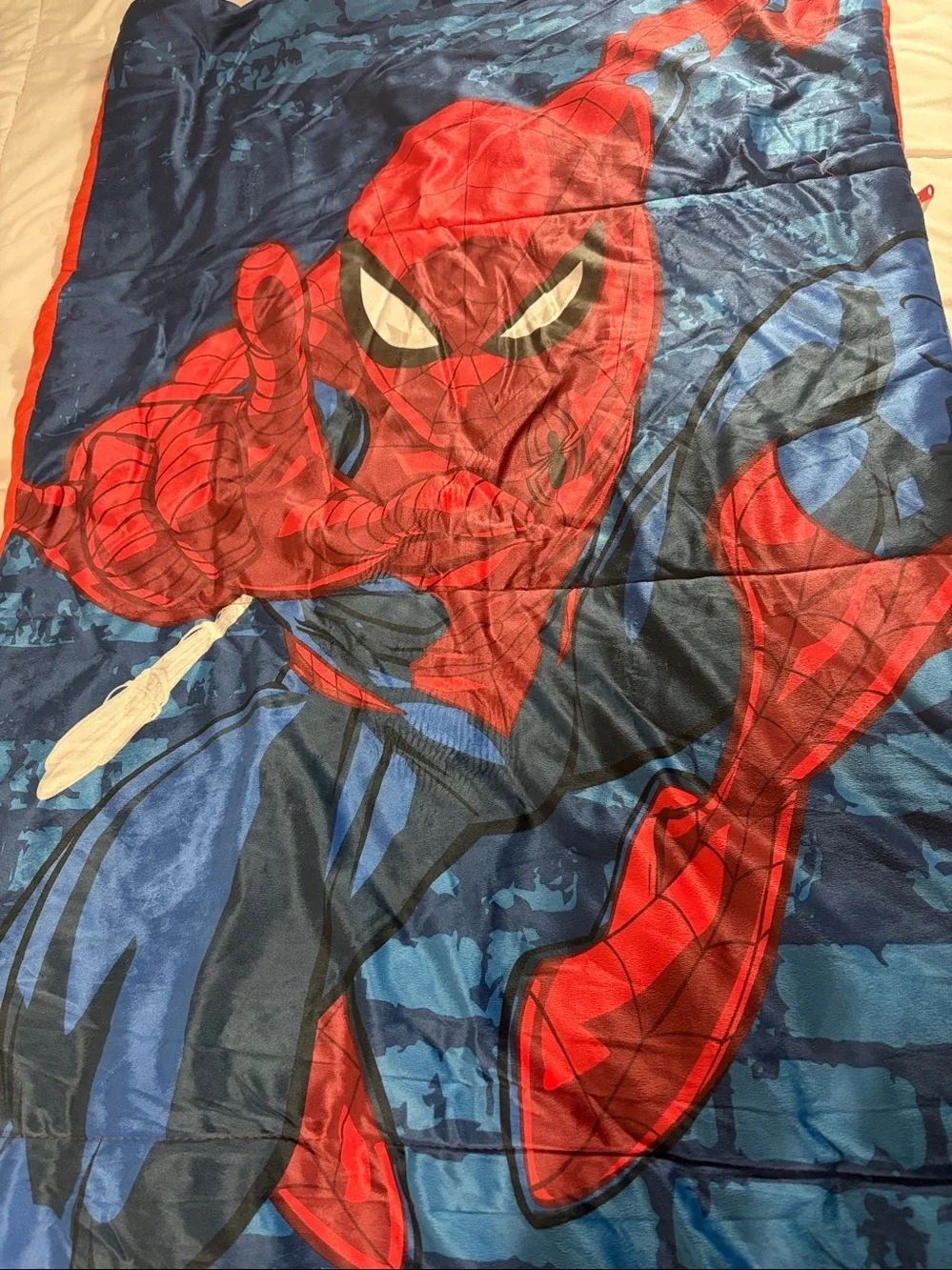 Marvel Spider-Man Sleeping Bag + Neck Pillow Bundle Red, Blue, Black